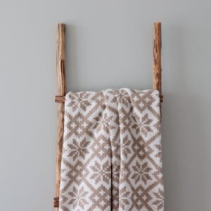 LOKO Big Sauna Towel Viljandimaa, 100% cotton terry sauna towel, inspired by Estonian traditional mitten pattern, handmade in Estonia