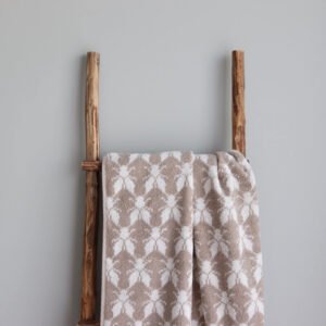LOKO big sauna towel with Hiiumaa traditional mitten pattern, made from 100% cotton terry