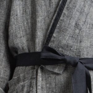 Alternative view of Linen bathrobe - Black Fishbone