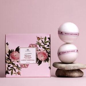 Magrada luxurious peony bath bomb set with vitamin E, natural bath care, moisturizing vegan skincare, handmade in Estonia