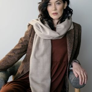 ALPAKA Natural Baby Alpaca Maxi-Scarf with Fringes, soft lightweight luxury scarf, Nordic design, made in Peru