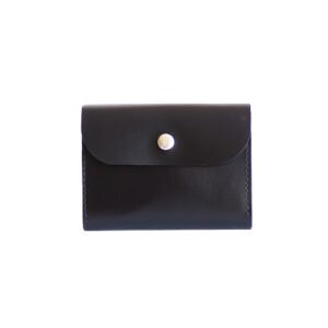 FRIDAY Wallet in black leather by TOKS VISOKS, compact handmade wallet with wide opening and separate zippered coin pocket, made in Lithuania
