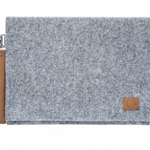 NORDHALE Berg 15–16 inch laptop bag grey, handmade felt document case with wrist strap