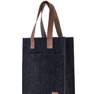 NORDHALE Hennes Tote Bag Black, handmade felt tote with leather details, spacious minimalist bag from Estonia