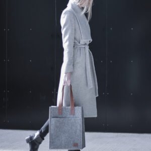 NORDHALE Hennes Tote Bag Grey, handmade felt tote with leather details, minimalist everyday bag from Estonia