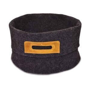 Alternative view of Wool Felt Omaking Basket - Dark Grey/Cognac