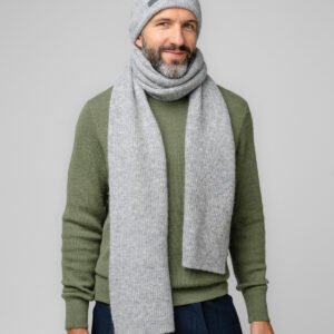 ALPAKA Baby Alpaca and Merino Wool Fisherman’s Rib Scarf, rib-knit alpaca scarf, Nordic design, made in Peru