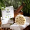 atural exfoliating body scrub bar with kiwi seeds and lemongrass by Vegan Fox – vegan, cruelty-free skincare, handmade in Latvia