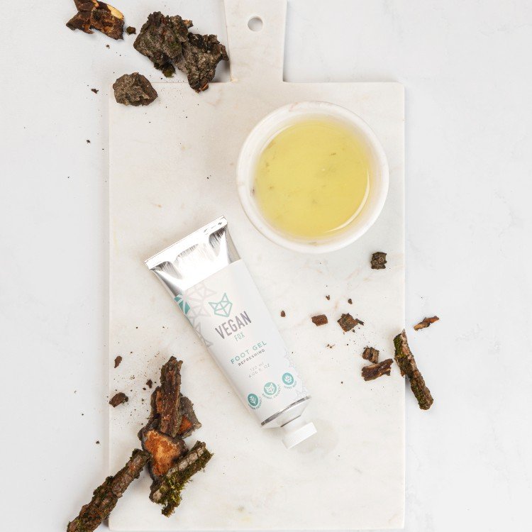 Refreshing Foot Gel-Cream, 120 ml Vegan Fox refreshing foot gel-cream 120ml with oak bark, sage extract, and tea tree oil, vegan skincare handmade in Latvia