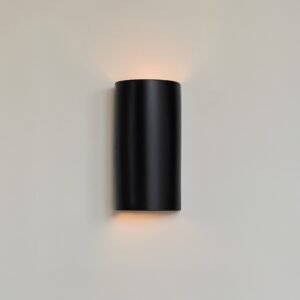 Ora Ceramic Wall Light CURVE – Black, handcrafted ceramic wall sconce with matte black glaze, minimalist design, made in Portugal