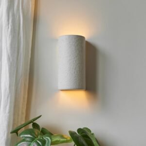 Ora Ceramic Wall Light CURVE – Raw White, handcrafted ceramic wall sconce with matte finish, minimalist design, made in Portugal