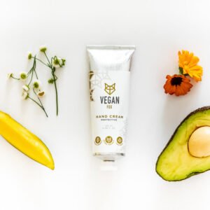 Protective natural hand cream with mango butter, avocado oil, and chamomile by Vegan Fox – repairing, vegan, cruelty-free, handmade in Latvia