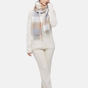 ALPAKA Natural Baby Alpaca Wool Midi Exclusive Check Scarf for Women, soft check alpaca scarf, Nordic design, made in Peru