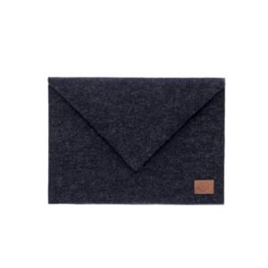 NORDHALE Skive Black clutch and laptop case, handmade felt envelope bag from Estonia