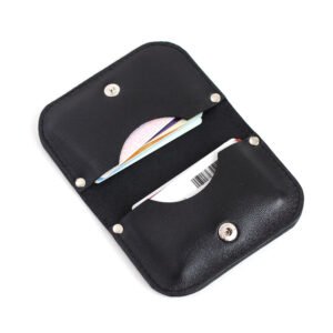SUNDAY Wallet in black leather by TOKS VISOKS, slim handmade coinless card wallet fitting 6–9 cards on each side, made in Lithuania
