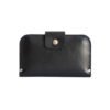 SATURDAY Wallet in black leather by TOKS VISOKS, handmade wallet that opens wide with zip coin pocket, fits cash, cards, receipts and phone, made in Lithuania