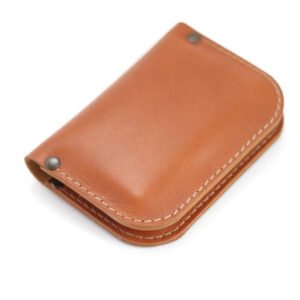 SUNDAY Wallet in caramel leather by TOKS VISOKS, slim handmade coinless card wallet fitting 6–9 cards on each side, made in Lithuania