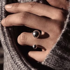 NO MORE Big Bomb Multisize Ring – Silver, handcrafted sterling silver statement ring with bubble design, made in Lithuania