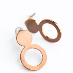 Lentsius Arc Earrings – Rose Gold, handcrafted stainless steel earrings with rose gold PVD coating, sustainable minimalist jewellery made in Estonia
