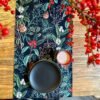 Christmas Forest table runner with tassels by Hortensias Home, 100% printed cotton festive runner in several sizes
