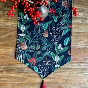 Alternative view of Christmas Forest Table Runner with Tassels