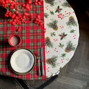 Alternative view of Christmas Motive Golden Pine Round Tablecloth