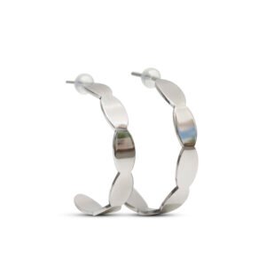 Lentsius Mare Earrings, handcrafted polished stainless steel minimalist earrings, sustainable Baltic jewellery made in Estonia