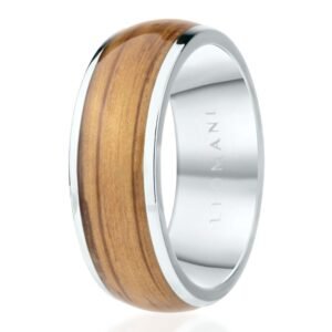 Leomani Ring Riona for Men, stainless steel and natural veneer men’s ring, European minimalist jewellery