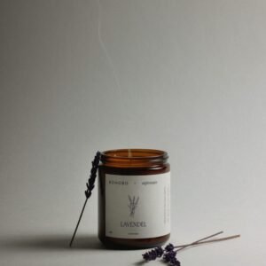 Bonobo natural soy wax candle with lavender essential oil, handcrafted in Estonia, eco-friendly soy candle for relaxation