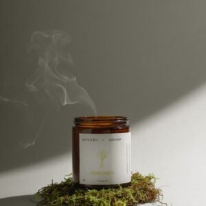 Bonobo natural soy wax candle with lemongrass essential oil, handcrafted in Estonia, eco-friendly soy candle in glass