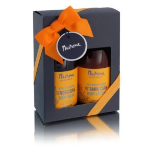Nurme Natural Body Care Set Spice Orange, citrus and sea buckthorn shower gel and body lotion gift set, handmade in Estonia