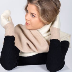 Alternative view of Versatile Handmade Wool Triangle Shawl - White, Beige