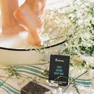 Nurme Foot Scrub Soap 110g, natural exfoliating foot soap with pumice and almond shell powder, handmade in Estonia
