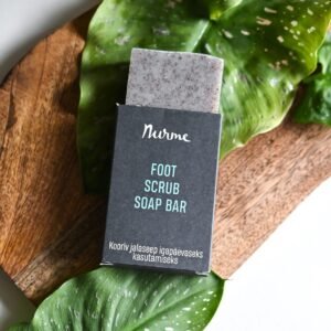 Nurme Foot Scrub Soap 110g, natural exfoliating foot soap with pumice and almond shell powder, handmade in Estonia