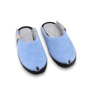 TOKU Brussels lambswool felt slippers in light blue – handmade in Estonia, Nordic minimalist design by OmaKing