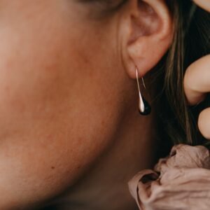 anary Lava 14K Gold Plated Diffuser Earrings Drop, handmade earrings with natural lava bead, made in Canary Islands