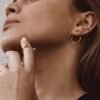 NO MORE Chord Earrings Gold, handmade 24k gold vermeil earrings from Vilnius, modern sculptural design