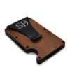 Lite Walnut RFID card holder by Seif Design, minimalist aluminium and real walnut wood card holder for up to 12 cards, made in Estonia