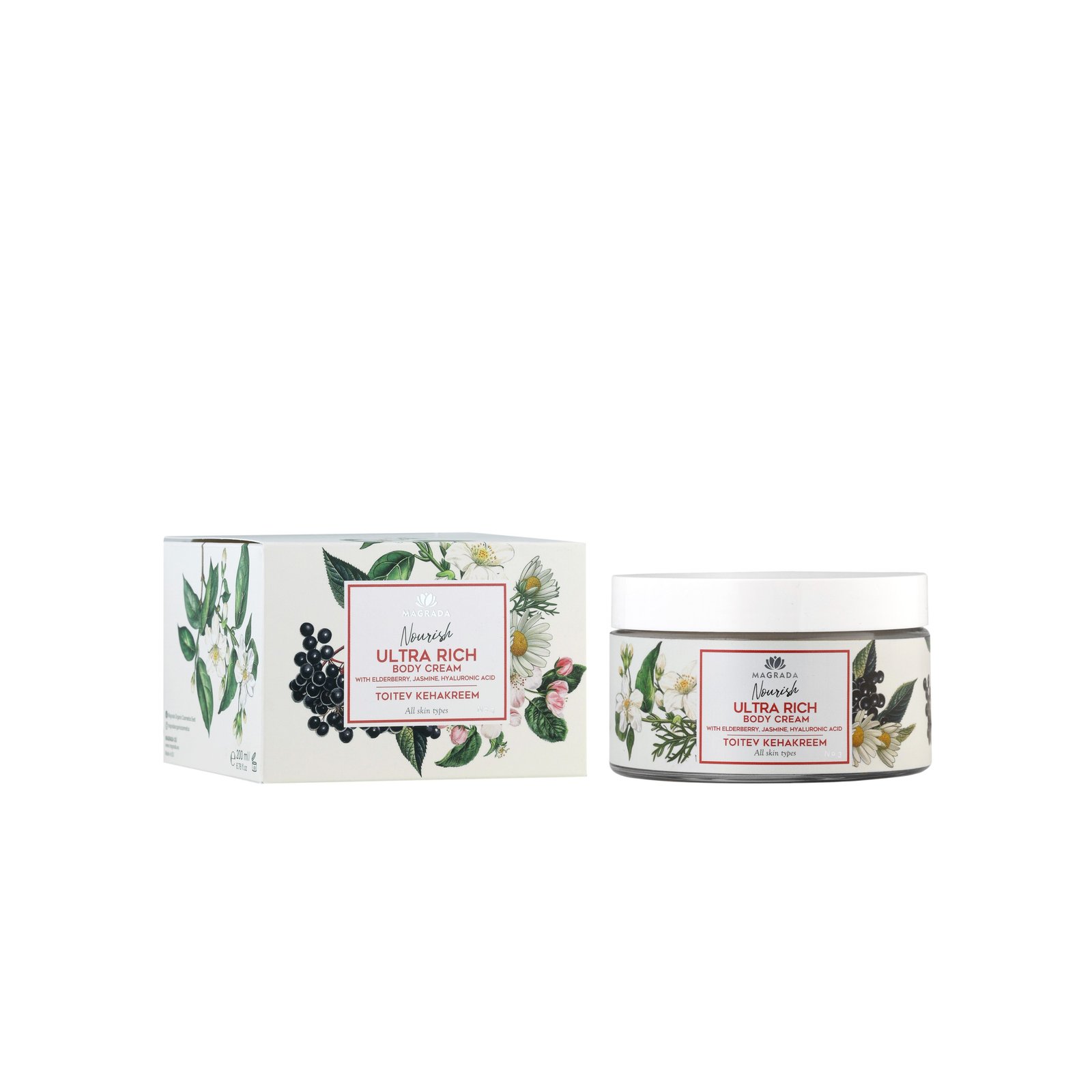 Nourishing Body Cream With Elderberry, Jasmine And Hyaluronic Acid, 200 ml Nourishing Body Cream With Elderberry, Jasmine And Hyaluronic Acid, 200 ml