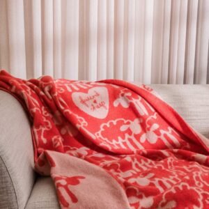 Red Friendsheep wool throw by Woolish