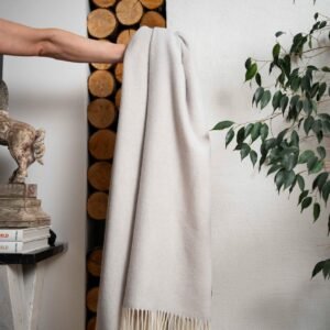 Grey Mira wool throw by Woolish