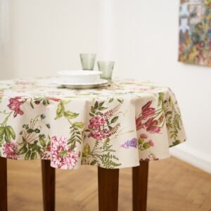 Botanico round floral tablecloth by Hortensias Home